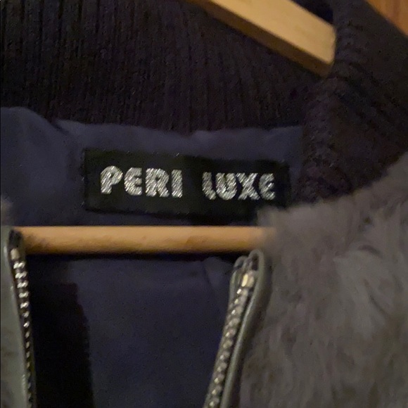Real rabbit fur bomber jacket grey and navy size M - Picture 2 of 3
